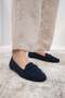 Capri Genuine Suede Navy Blue Color Women's Loafer Shoes - 6