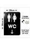 Wc Women-Men Double Sided - Side Mounted Directional Sign 20X30Cm - Black Plexiglass - 2