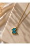 Women's Gold Color Tarnish-Resistant Steel Turquoise Stone Necklace - 2