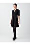 Black High Neck Elbow Sleeve Slim Fit Knitted Mini Dress - 2