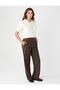 Bitter Brown Wide Leg Regular Waist Long Woven Trousers - 3