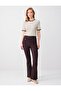 Bitter Brown Wide Leg High Waist Slim Fit Knitted Trousers
