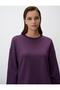 Purple Crew Neck Long Sleeve Oversize Sweatshirt - 5