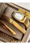 Stone Snake Watch from Thick to Thin (2 Rounds), Elegant Case (24 Diameter), 3 Atm Gold Steel Band, Bracelet - 4