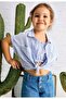 Girl's Striped Cropped 2-Piece Shirt 2-10 Years Blue