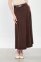 Women's Belted Pleated Long Skirt - Bitter Brown - 3