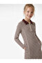 Cotton Long Sleeve Striped Shirt Collar Dress - 3