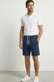 Cotton Men's Indigo Casual Shorts Side Pocket Lace-Up Regular Fit Pipe Leg Casual Bermuda 2 Thread - 2