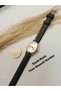Mihrimah Black Color Cord Minimal Design Women's Wristwatch - Gold Color Case