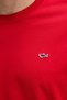 Men's Regular Fit Ribbed Collar Metallic Logo Detailed Cotton Short Sleeve Red T-Shirt - 5