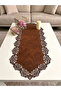 Red Brown Nubuck Suede Fabric Runner Coffee Table Size 40X100Cm - 2