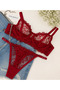مجموعة حمالة الصدر Underwire الحمراء