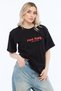 Red Flag Printed Black 100% Cotton 24/1 Oversize Tshirt - 4
