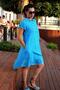 Women's Blue Honeycomb Textured Lace Detailed Natural Cotton Dress - 2