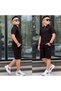 Men's Top and Shorts Set with Collar, Shorts, and Clover Embroidery Details - 4
