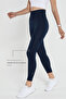 Luz Belt Rip Detailed High Waist, Firming Leggings Navy Blue - 5