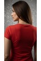 Women's Short Sleeve Square Neck Red Color Body T-Shirt - 3