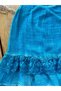 Girl's Lace Detailed Turquoise Blue Ruffle Dress - 5