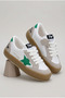 Children's Unisex White Green Thermo Sole Star Detailed Lace up and Velcro Sports Shoes - 2