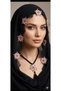 Needlework Black Color Prayer Rug with Prayer Beads - 2