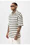 Oversize Striped Zippered Collar Knitwear T-Shirt - 3