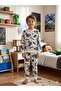 Boy's Cotton White Long Sleeve Winter Pajama Set