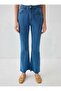 Lycra High Waist Denim Trousers - Light Navy Blue - - 3