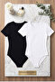 Women's Clothing Short Sleeve Lycra Combed Cotton 2-Piece Body with Hooks at the Bottom