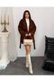 New Season Trend Oversize Belted Brown Cashmere Coat - 4