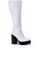 Women's White Leather Heeled Boots - 01wv5005 - 2