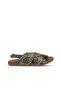 Khaki Leather Women's Sandals 01Wu4248 - 2