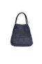 Navy Blue Suede Women's Shoulder Bag - 4