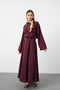 Plum women's tencel fabric skirt with belt detail, flowy textured jacket and skirt set - 4