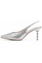 Feles Heel Detailed Open Back Women's Stiletto Heeled Shoes Silver - 6