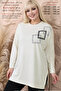 Large King Size Women's Combed Cotton Anti-Sweat High Quality Knitted Viscose Stoned Mother Ecru Long Sleeve Blouse