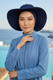 Hijab (Sea, Pool) Swimming Cap with Detachable Bow on the Back, S-10Sn, Navy Blue - 3