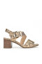 , Women's Genuine Leather Heels Sandals 1611050Z8415 Gold - 3