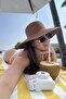 Women's Wide Straw Hat (Bitter Brown) - 2