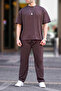 Men's Short Sleeve Oversize Two Thread Tracksuit Set - 5