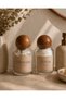 Set of 2 Glass Cotton Containers with Wooden Ball Lids |   Vintage Label (Cotton & Cotton Bud) - 2
