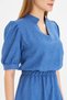 Women's Dark Blue V Neck Elastic Waist Short Sleeve Flared Dress Arm-25Y 001001 - 5