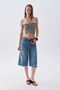 Women's Black Striped Fitted Halter Neck Sleeveless T-Shirt - 3