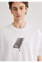 Printed White T-Shirt Loose Fit / Comfortable Loose Cut 0612483-620 - 5