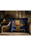 Imported Silk Velvet Tasseled Damask Pattern Navy Blue Throw Pillow Cover (DOUBLE SIDED PATTERN)