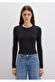 Crew Neck Black Crop Sweater Crop / Short Cut 1710474-900 - 4