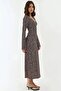 Elegant Floral Print V-Neck Long Dress - 3