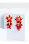 Red Flower Figured Dangle Modern Earrings