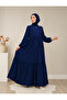 Double Layered Drawstring Navy Blue Mevlana Ferace - 3