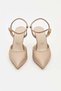 Women's Heeled Top-Strapped Pointed Toe Evening Dress Shoes Tan - 2