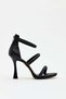 Women's Three-Stripe Stone Detailed Back Zipper Thin Heeled Evening Dress Shoes Black